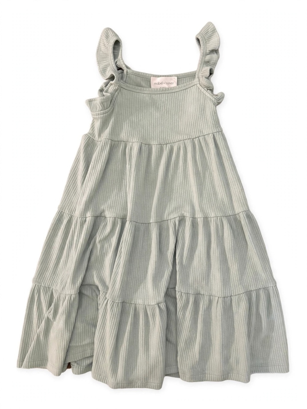 Sage Ribbed Tiered Sundress for Girls